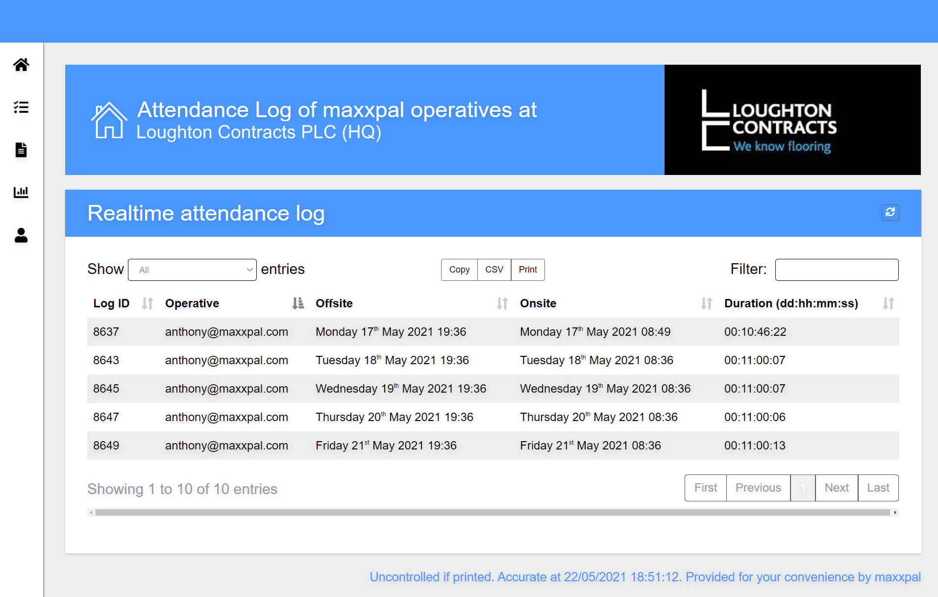 Image of The Client Portal dashboard within The X Cloud Platform